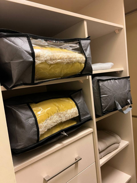 Набор органайзеров - кофр  для хранения вещей 3в1, серый / Три кофра разных размеров на молнии с ручками